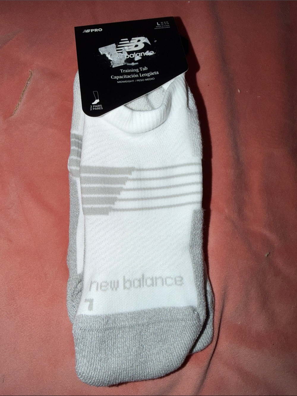 New Balance Men’s White & Gray Low-Cut Training Tab Socks - 2 Pack